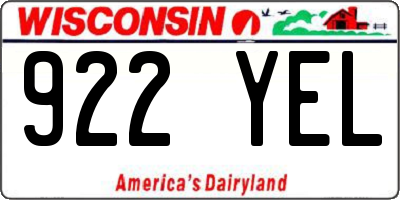 WI license plate 922YEL
