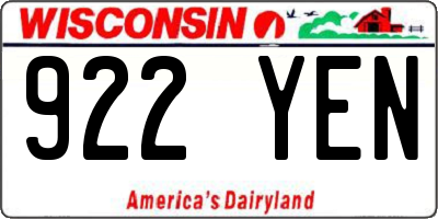WI license plate 922YEN