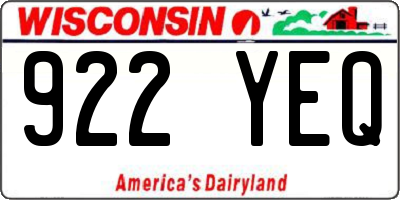 WI license plate 922YEQ