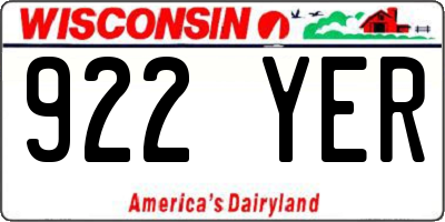 WI license plate 922YER