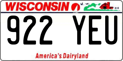 WI license plate 922YEU