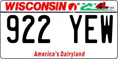WI license plate 922YEW