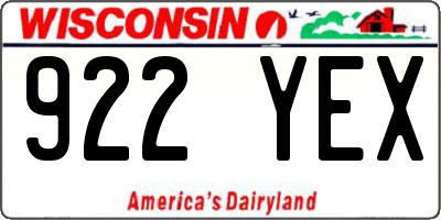 WI license plate 922YEX
