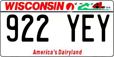 WI license plate 922YEY
