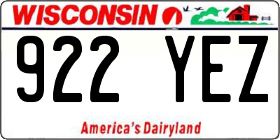 WI license plate 922YEZ