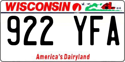 WI license plate 922YFA