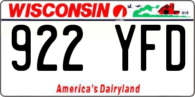 WI license plate 922YFD