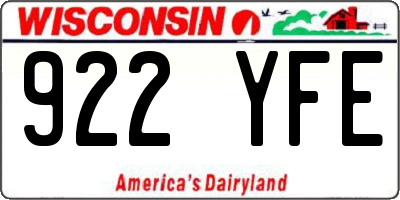 WI license plate 922YFE