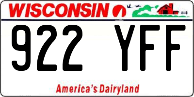 WI license plate 922YFF