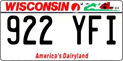 WI license plate 922YFI