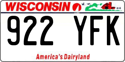 WI license plate 922YFK
