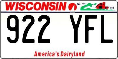 WI license plate 922YFL