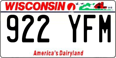 WI license plate 922YFM