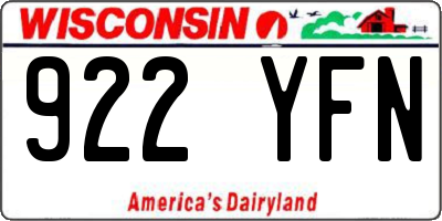 WI license plate 922YFN