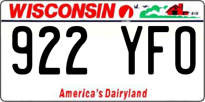 WI license plate 922YFO