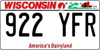 WI license plate 922YFR