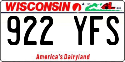 WI license plate 922YFS