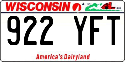 WI license plate 922YFT