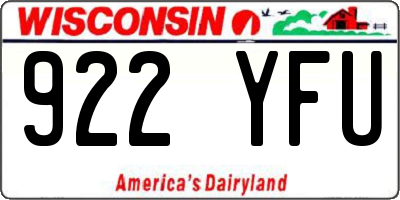 WI license plate 922YFU