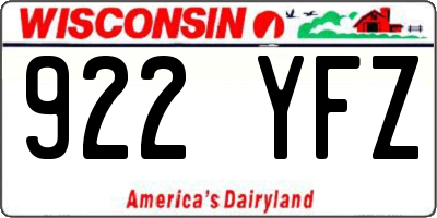 WI license plate 922YFZ