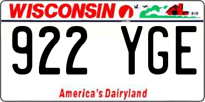 WI license plate 922YGE