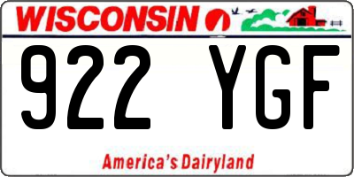 WI license plate 922YGF