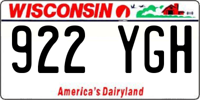 WI license plate 922YGH