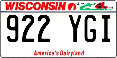 WI license plate 922YGI