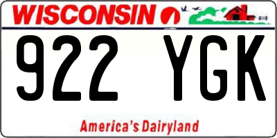 WI license plate 922YGK