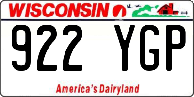 WI license plate 922YGP