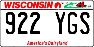 WI license plate 922YGS