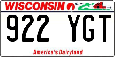 WI license plate 922YGT