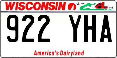 WI license plate 922YHA