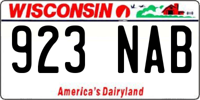 WI license plate 923NAB