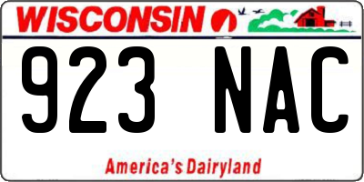 WI license plate 923NAC