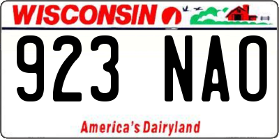 WI license plate 923NAO