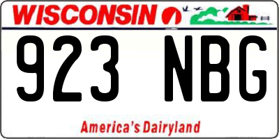 WI license plate 923NBG