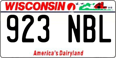 WI license plate 923NBL