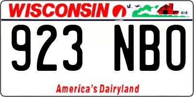 WI license plate 923NBO