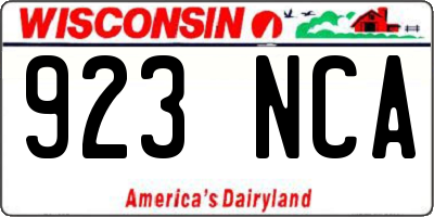 WI license plate 923NCA