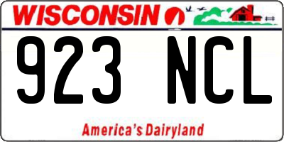 WI license plate 923NCL