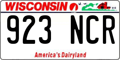 WI license plate 923NCR