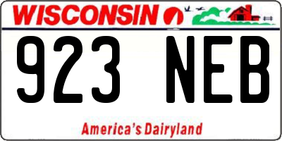 WI license plate 923NEB