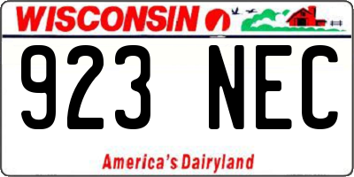 WI license plate 923NEC