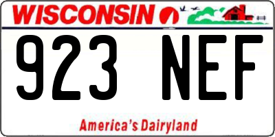 WI license plate 923NEF