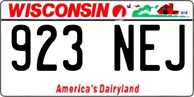 WI license plate 923NEJ