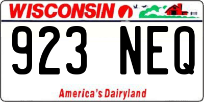 WI license plate 923NEQ