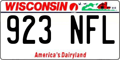WI license plate 923NFL