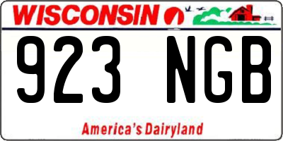 WI license plate 923NGB