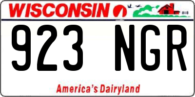 WI license plate 923NGR